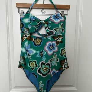 Aerie Green Floral One Piece